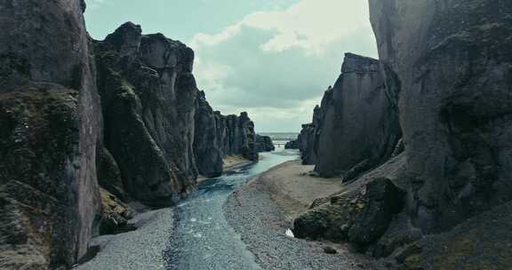 冰岛，峡谷，河流，悬崖