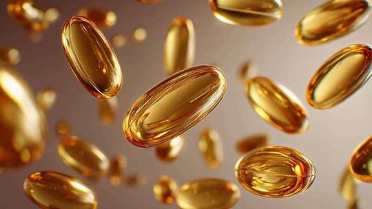 悬浮的金色胶囊素材