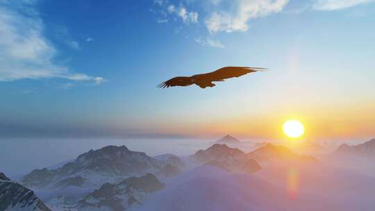 老鹰 飞过雪山 飞翔视频素材模板下载