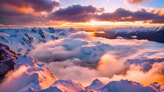 雪山云海日出全景