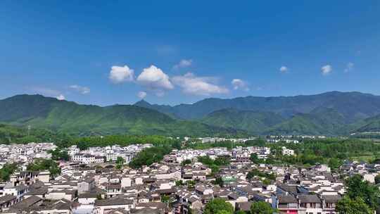 航拍中国传统水墨风安徽黟县宏村景区