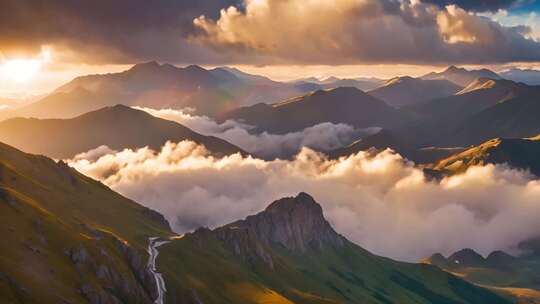 山间云海日出全景