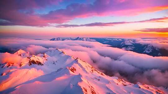 雪山云海日出全景