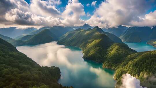 青山绿水间的壮美湖景