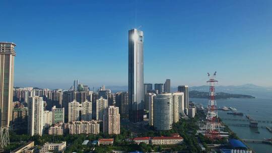 航拍厦门国际中心大厦建筑景观