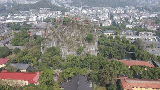 航拍广西桂林独秀峰王城景区