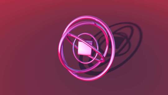 红色背景立方体和圆圈在一个无尽的循环中旋