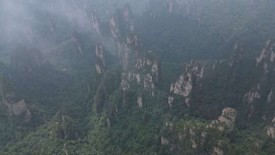 湖南省张家界景区阿凡达取景地奇峰穿云航拍