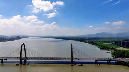 航拍杭州之江大桥视频素材模板下载