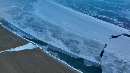 航拍西藏那曲冰封的当惹雍措圣湖