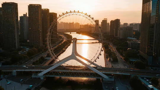 天津之眼航拍城市夜景延时宣传片素材