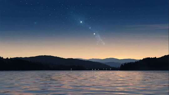 唯美星空彗星划过湖面治愈风光视频
