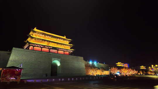 山西大同古城夜景街道