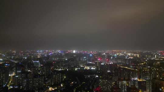 航拍成都夜景成都大景