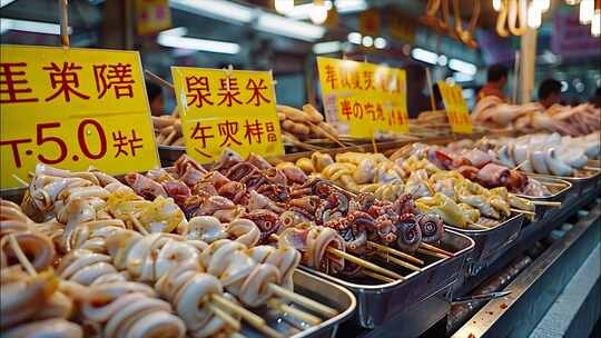 城市夜市烧烤小吃美食街夜生活小吃夜景ai