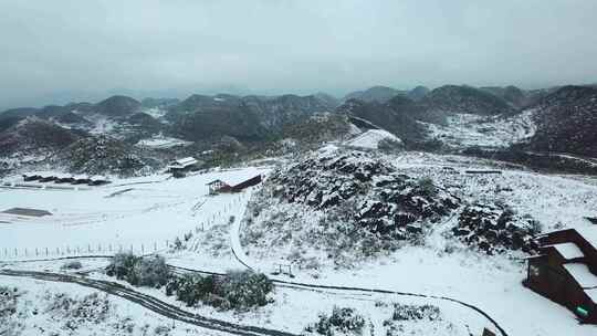 航拍雪景、山川雪景