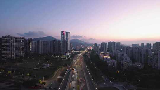 广东珠海城市夜景前山河万丽酒店悟3航拍