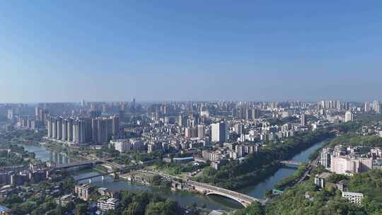 航拍四川自贡大景自贡城市建设