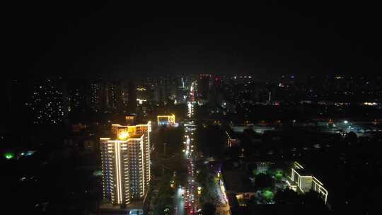 河北邯郸城市夜景灯光航拍