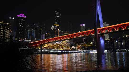 4K 重庆 夜景 洪崖洞 千厮门嘉陵江大桥延时视频素材模板下载