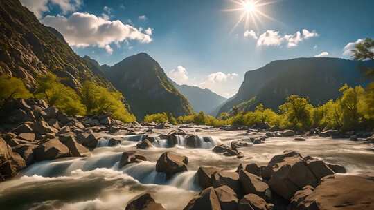 山间溪流自然风光