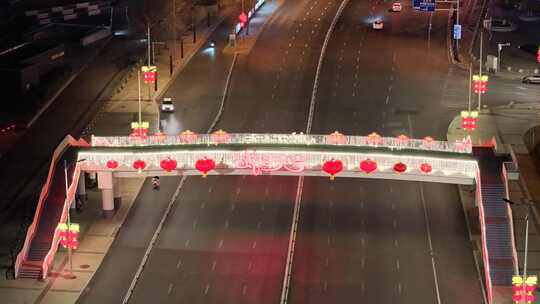 春节 花灯 元宵节 航拍 节日 灯光 城市