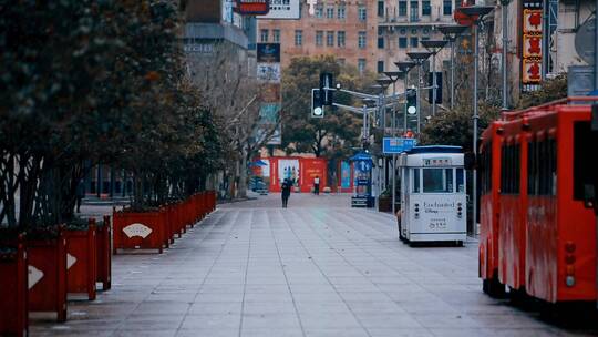 上海南京路步行街无人空镜