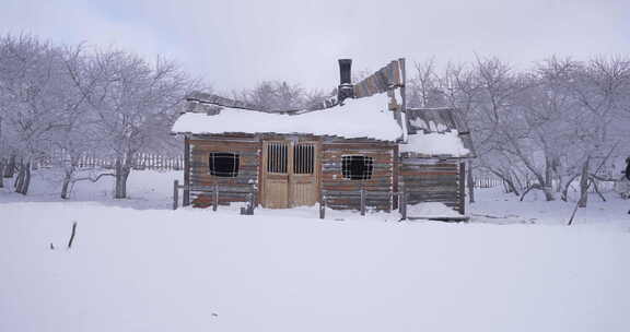 长白山雪岭木屋