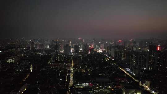 广西北海城市夜景灯光交通航拍