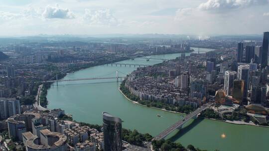 航拍广西柳州城市景观全景 4k