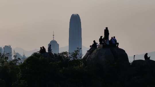 香港宝马山傍晚航拍