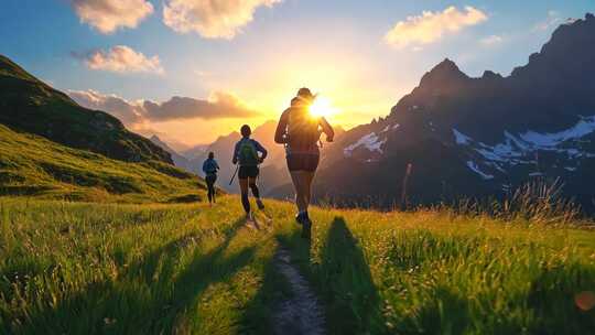 青春活力未来希望唯美向阳奔跑背影