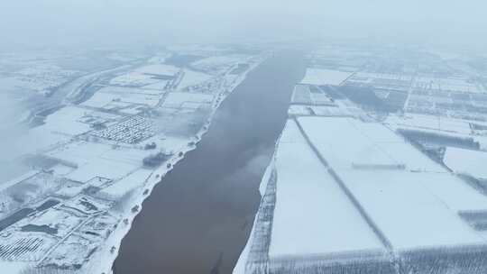 黄河雪景航拍