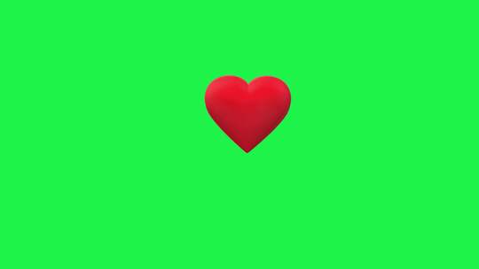 绿幕背景一个跳动的红色爱心