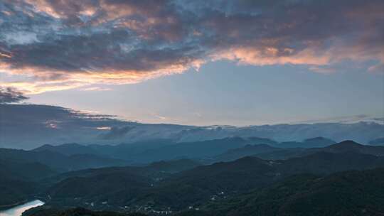 航拍桐城龙眠山日落晚霞风光4K