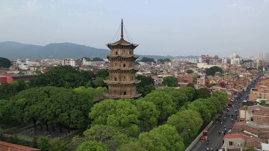 泉州航拍西街东西塔市区开元寺风景名胜古迹