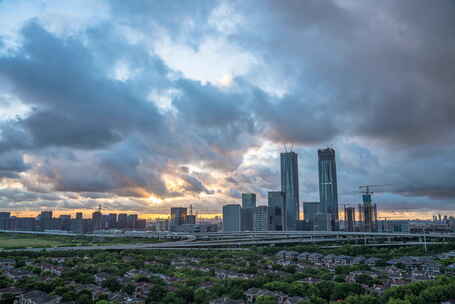 台风泰利期间上海壮观无敌日落延时