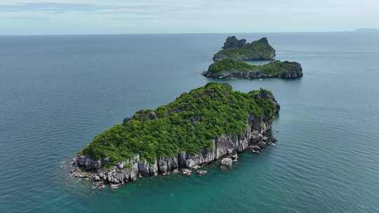 泰国安通国家海洋公园海岛浮潜自然风光航拍视频素材模板下载