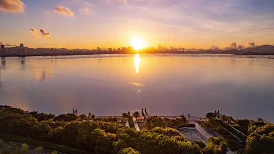 深圳_深圳湾日出_城市风光航拍002