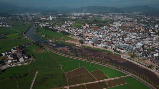 中国浙江旅游视频杭州乡下农村现代村庄田地