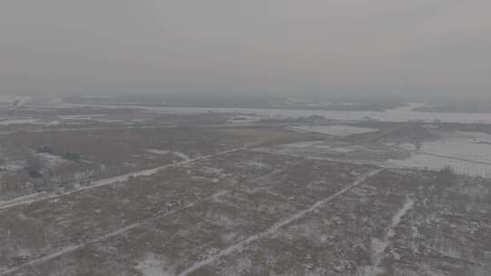 哈尔滨松北区冬季雪景航拍