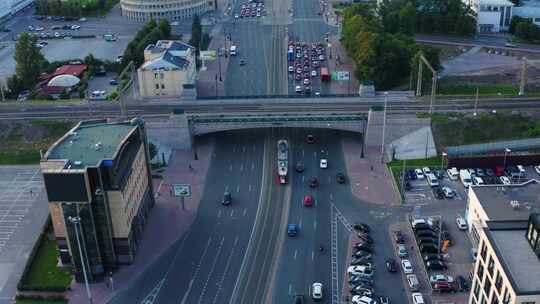 俄罗斯圣彼得堡莫斯科大道的城市交通