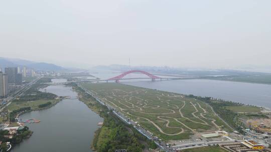 宁波北仑区洋沙山世贸北仑春晓梅山湾4K全景