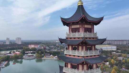 湖北荆州方特神话园航拍视频素材模板下载