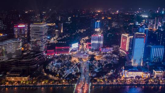 广州_海珠广场夜景_航拍延时4K视频素材模板下载