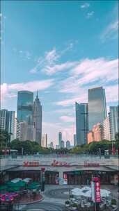 广州_花城汇_花城广场_城市天空白云延时_竖屏