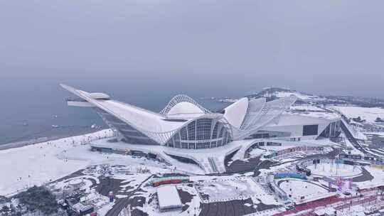 青岛西海岸金沙滩雪景国际啤酒城雪景