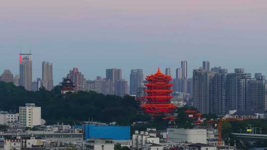 中国武汉两江四岸城市地标风光