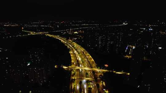 市二医院夜景航拍视频素材模板下载