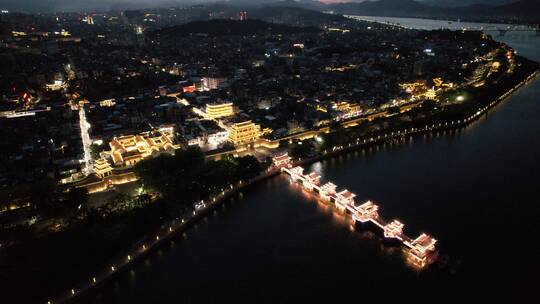 潮州夜景航拍视频素材模板下载